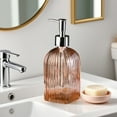 thumbnail image 1 of Glass Soap Dispenser 350ml Refillable with Vertical Stripe Design, Durable Pump Dispenser for Hand Soap, Shampoo or Body Wash, Classic Bathroom Kitchen Decor, 1 of 6