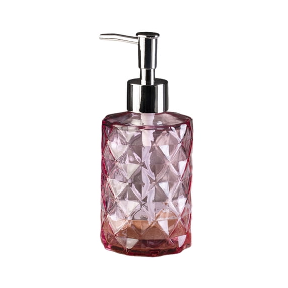 Glass Soap Dispenser with Black Plastic Pump, 12oz Refillable Liquid Hand Soap Dispenser, Crystal Lotion Bottle for Modern Home Decor, Bathroom, Kitchen Countertop, Hotel