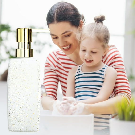 Glass Soap Dispenser Bottle - Refillable Bathroom Lotion Container Leakproof Pump Vanity Decor Kitchen Hand Sanitizer Holder Gift-Ready Organizer(A-White)