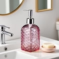 thumbnail image 1 of Glass Soap Dispenser Bottle | Wave Pattern Pressed Glass Pump Bottle for Hand Soap, Shampoo & Body Wash | 350ml Refillable Liquid Dispenser for Bathroom, Kitchen & Home Decor, 1 of 6