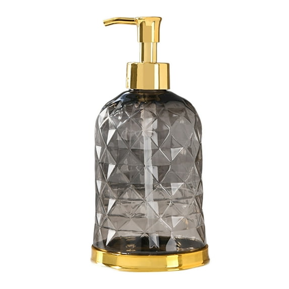 Glass Soap Dispenser,Crystal Refillable Wash Hand Liquid Clear Glass Bottle with Pump for Lotions, Liquid Soaps,Dish Detergent(15 Oz, Gray)