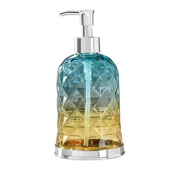 Glass Soap Dispenser,Crystal Refillable Wash Hand Liquid Clear Glass Bottle with Pump for Lotions, Liquid Soaps,Dish Detergent(15 Oz, Multicolor)