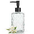 thumbnail image 1 of Glass Soap Dispenser Diamond Design, 12 Ounce Multifunctional Soap Dispenser（Clear）, 1 of 9