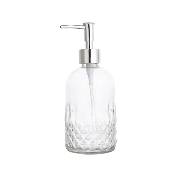 Glass Soap Dispenser with Pump, 3x7.6'' Refillable Liquid Hand Soap Dispenser, Lotion Dish Soap Dispenser for Modern Home Decor, Bathroom, Kitchen Countertop, Hotel - Clear