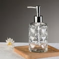 thumbnail image 1 of Glass Soap Dispenser Pump Bottle 350ml Refillable Bathroom Kitchen Hand Wash Liquid Container with Rhombus Texture Design, 1 of 6