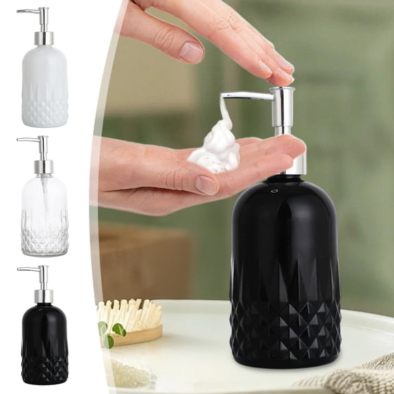 Glass Soap Dispenser Pump Bottle for Bathroom or Kitchen – Refillable Thick Glass , Shampoo, Body Wash and Dish Soap Container with Leakproof Pump