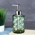 thumbnail image 1 of Glass Soap Dispenser Refillable, Luxury Press Type Liquid Soap Bottle for Bathroom Decor, Thick Glass Hand Wash Shower Gel Dispenser with Pump, Rhombus Textured Household Organizer, 12oz Capacity, 1 of 6