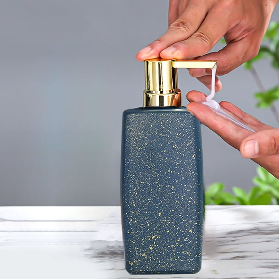 Glass Soap Dispenser Refillable Pump Bottle for Bathroom Kitchen Sink Countertop Hand Wash Lotion Shampoo Dispenser with Leak Proof Design Modern Minimalist Home Decor
