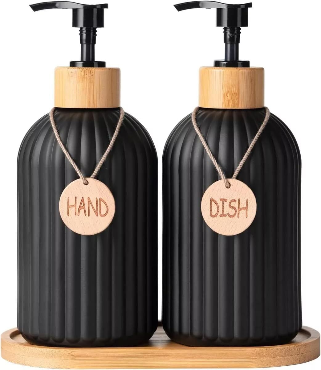 SEBORIO Glass Soap Dispenser Bathroom Set Pump- Hand Soap and Lotion ...