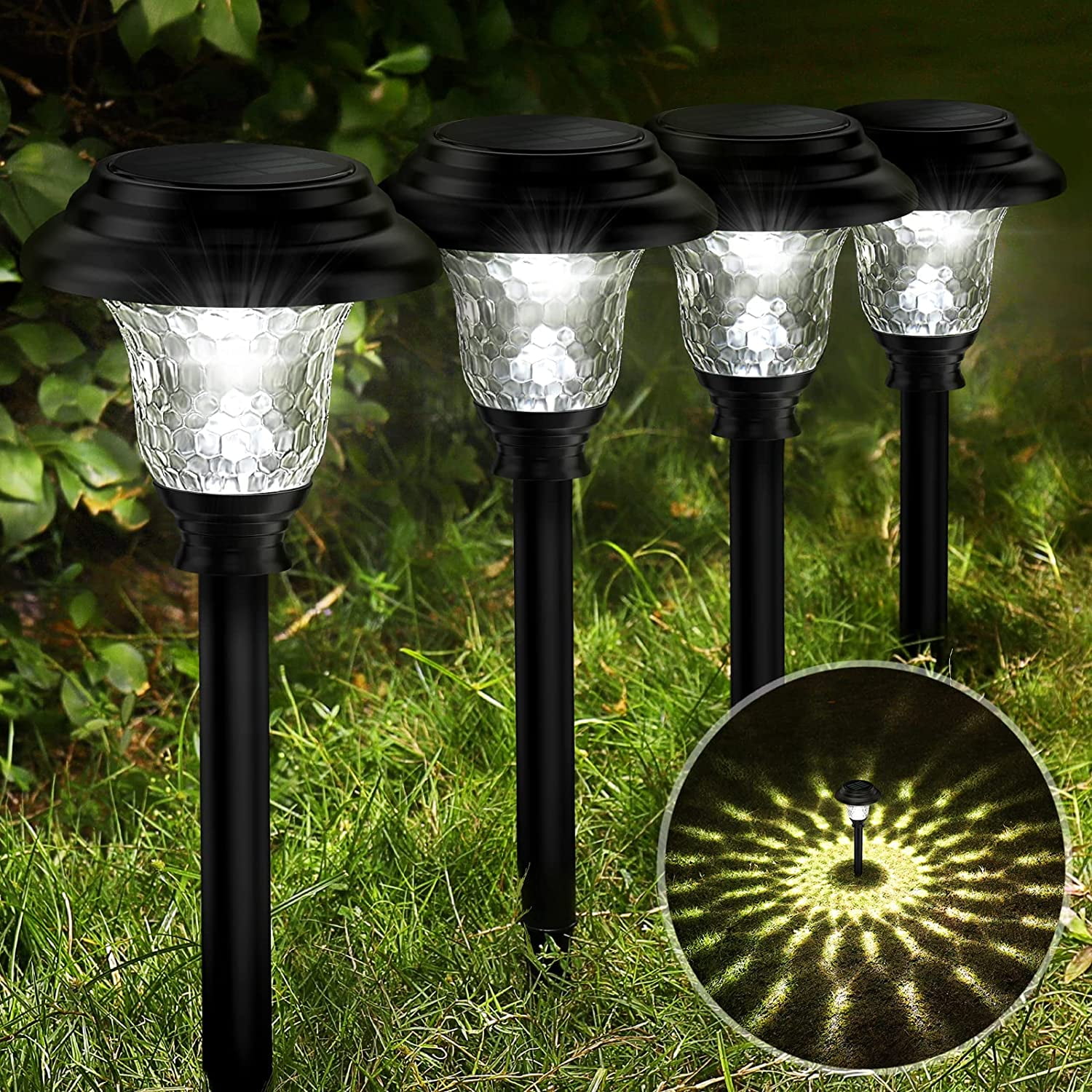 Glass Solar Lights Outdoor waterproof, 8 Pack Super Bright Solar ...