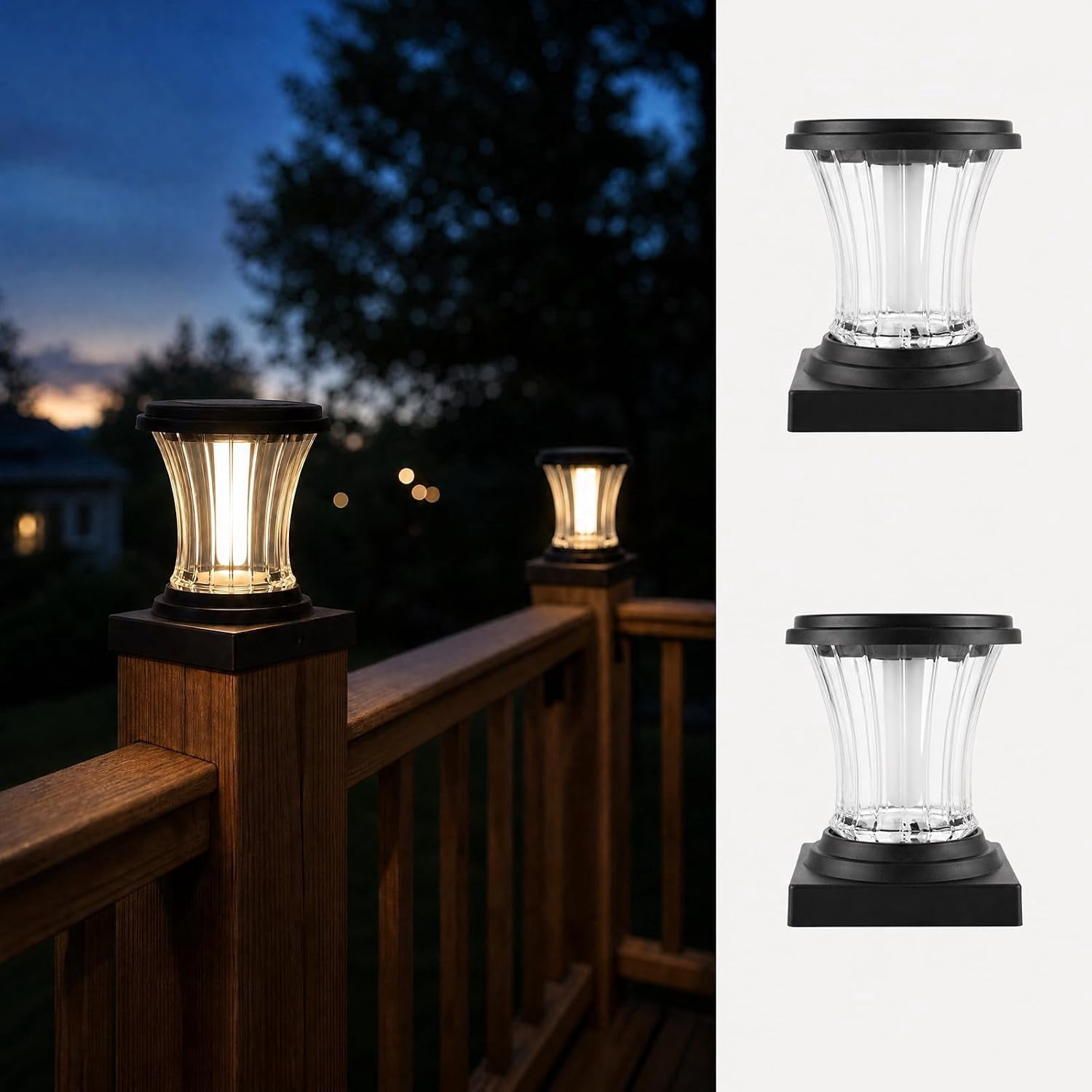 Glass Solar Post Cap Lights, 4 Ambient Lighting Modes, 2 Pack - Walmart.com
