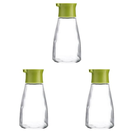 Glass Soy Sauce Dispenser Bottles - Leakproof Oil & Vinegar Cruet Set with Pour Spouts - Small Sauce Containers for Kitchen Counter, Dining Table & Barbecue