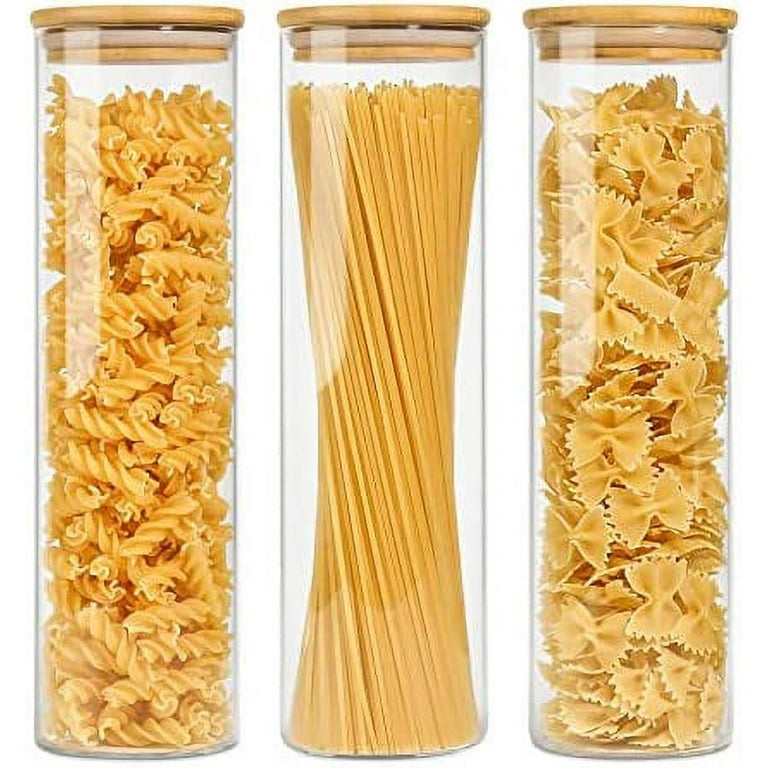 Glass Spaghetti Pasta Storage Containers with Bamboo Lids - 61oz