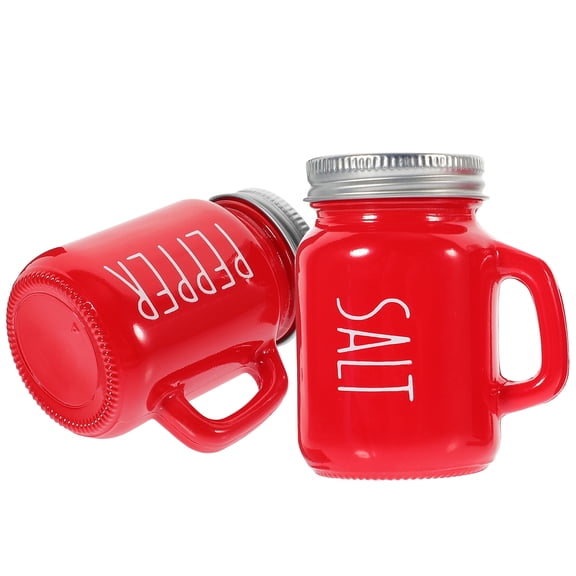 Glass Spice Bottle Kitchen Seasoning Jar Containers Aluminum Handy Sugar Dispenser Salt Pepper Shakers 2 Pcs Red