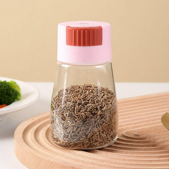 Glass Spice Dispenser with 0.5 Gram Push-Button Control | Seasoning Shaker for Salt, Sugar & Powder | 13.7 oz Kitchen & BBQ Bottle