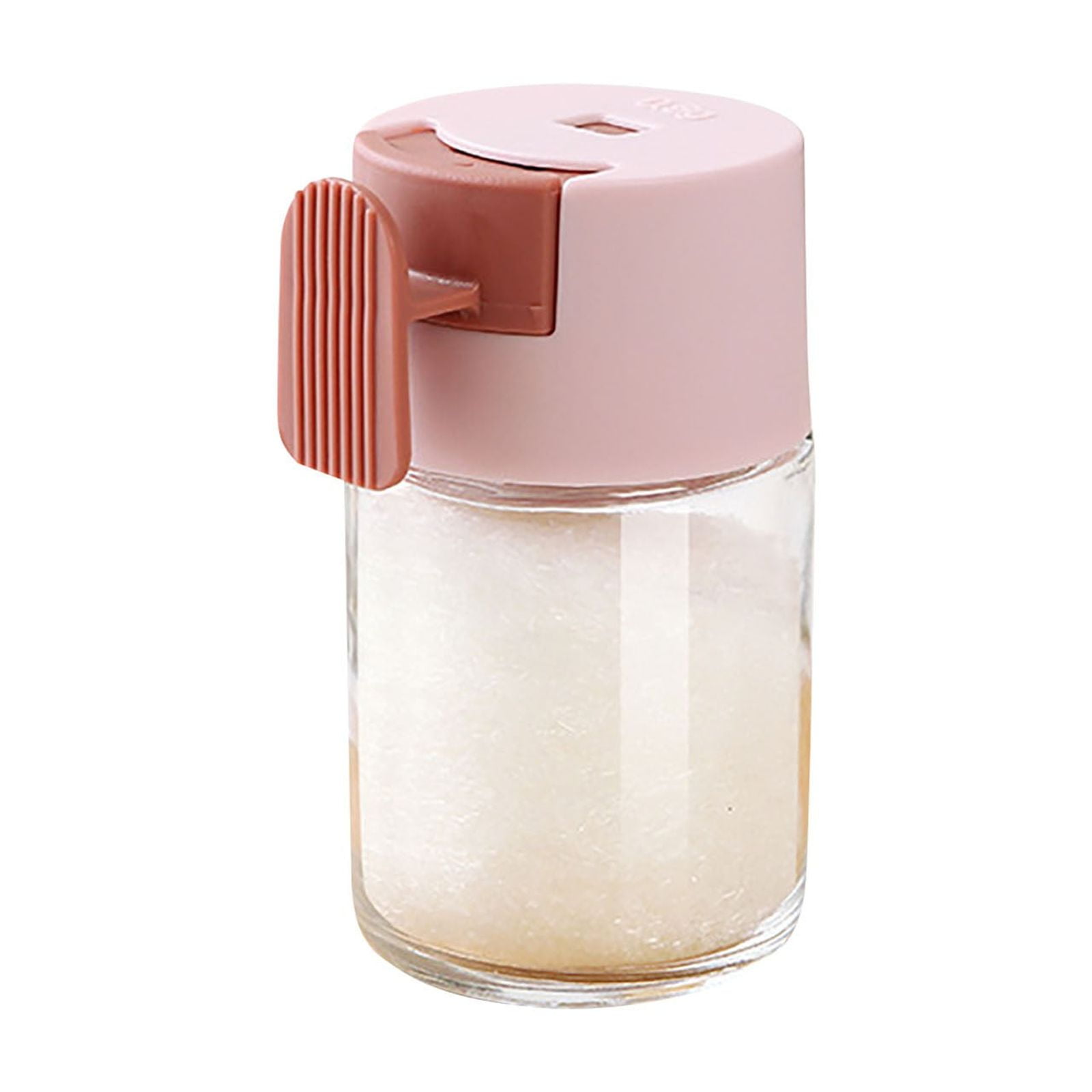 Glass Spice Jar with Lid Clear Container for Seasonings Press Type