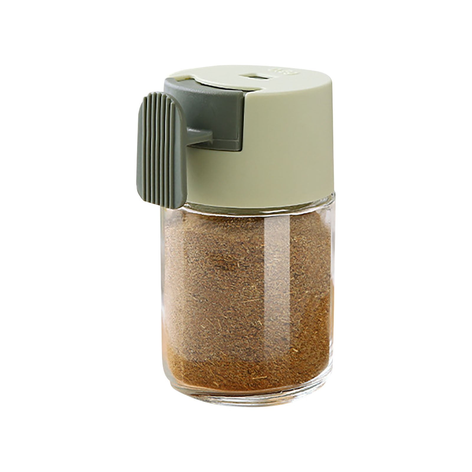 Glass Spice Jar with Lid Clear Container for Seasonings Press Type