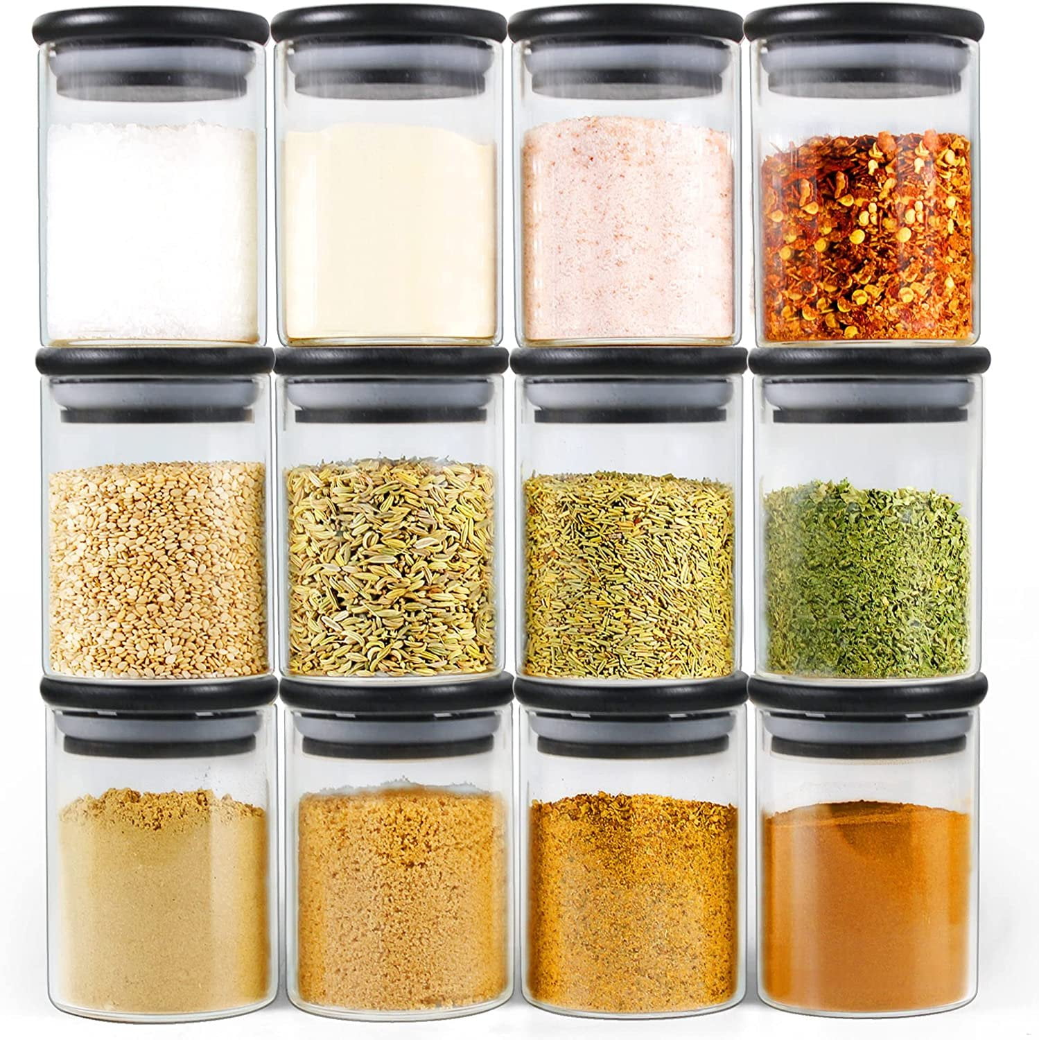 Visland Storage Containers with Lids,BPA Free Anti-slip Plastic Air Tight  Pantry Canisters for Kitchen,Spice Canisters,Cookie, Spice, Candy, Sugar,  Seasoning Storage Containers 