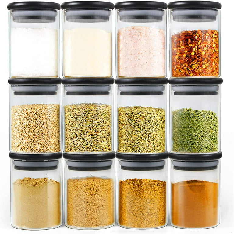 EcoEvo Glass Jars with Bamboo Lids, Glass Spice Jars Set, Glass Food Jars  and Canisters Sets, Spice Glass Jars Bottles, Small Food Storage Jars for