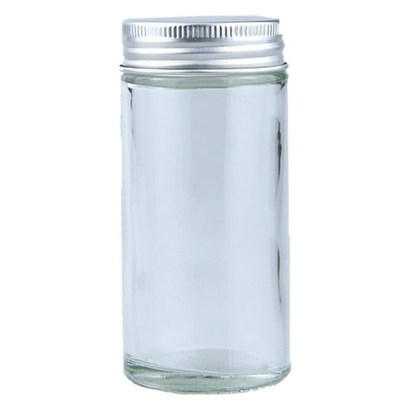 Glass Spice Jars, Empty Spice Bottles with Shaker Lids and Airtight Metal Caps Condiment Pots, Salt & Pepper Shaker Container Fits in Home,Kitchen,Barbecue