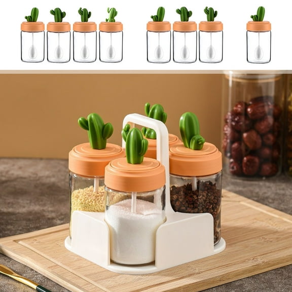 Glass Spice Jars Leak Proof Large Opening Transparent Seasoning Containers Food Grade Kitchen Storage for Cooking Baking Home Chef