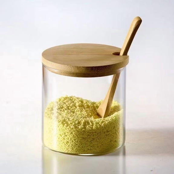 Glass Spice Jars with Lid, Small Food Storage Containers for Kitchen, Modern Decorative Small Container Jar for Coffee, Spice, Candy, Salt, Cookie, Condiment, Pepper, Sugar