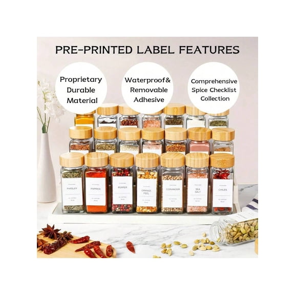 Glass Spice Jars with Lids 4oz - 12pcs Reusable Spice Containers for Kitchen Organization and Storage - Small Clear Seasoning Bottles with Airtight Caps for Herb Pantry