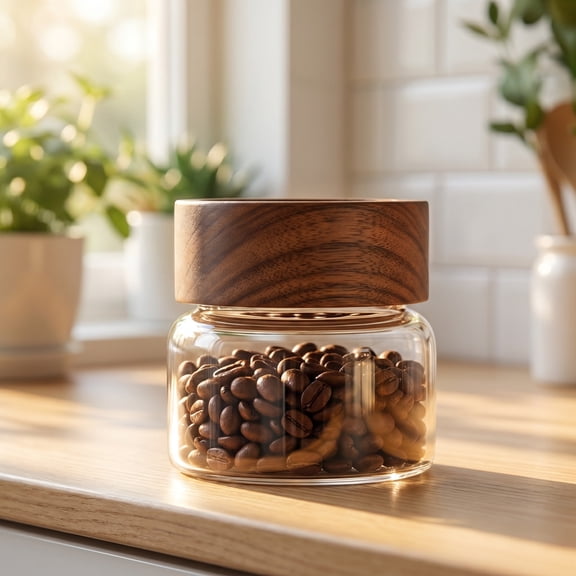Glass Spice Jars with Airtight Wood Lids - Borosilicate Storage Containers, Pantry Organization for Herb, Sugar & Tea
