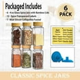 thumbnail image 1 of Glass Spice Jars with Bamboo Airtight Lids - (6 Pack) - 4 oz Square Spice Bottles with Shaker Lids, 1 of 6