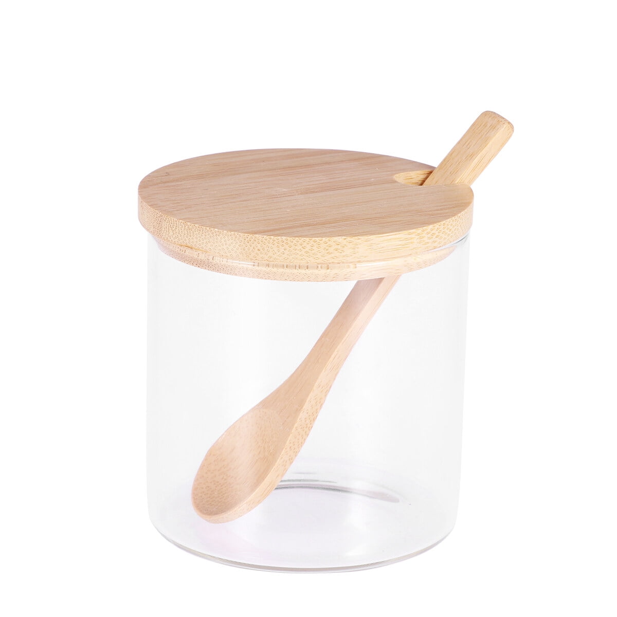 Glass Spice Jars with Bamboo Lid and Wooden Spoon 1 Set for Food ...