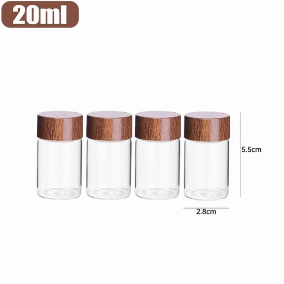 Glass Spice Jars with Bamboo Lids, Airtight Small Glass Containers for Tea, Herbs, Coffee, 10/20/30ml Options