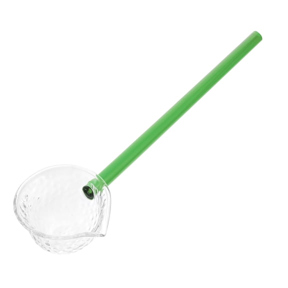 FELTECHELECTR Green Clear Glass Tea Spoon, 6.5 Inch Comfortable Grip, Synthetic Material for Home and Kitchen Use
