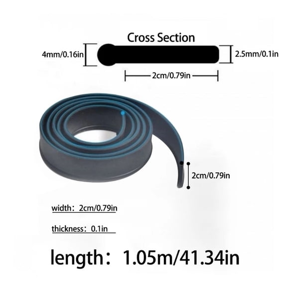 Glass Squeegee Refills Replacement – 41-inch Natural Rubber & Silica Gel Blade for Shower Doors, Mirrors, Car for Windows and Tiles – 105 x 2 x 0.4 cm(Black)
