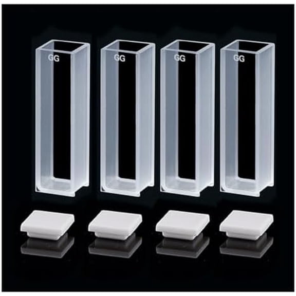 Glass Standard Cuvette (Set of 4 Pcs) for Spectrophotometer Cuvettes, 10mm Pathlength 1cm, 3.5ml,2 Clear Sides Spectral Range: 340-2500nm Open Top with Lid$$Other