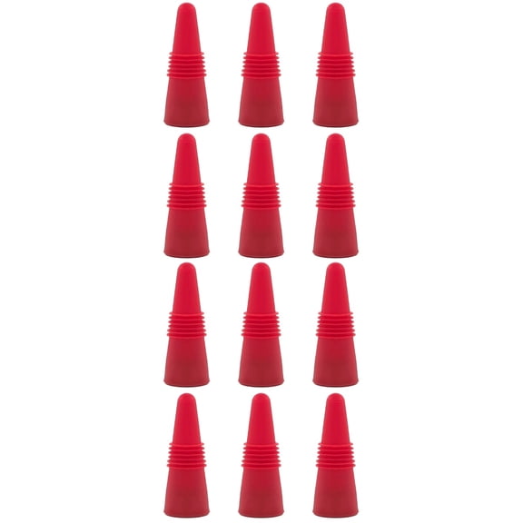 NUOLUX Red Silicone Wine Saver Cap Stoppers Sealer for Bottle Sealing 12Pcs