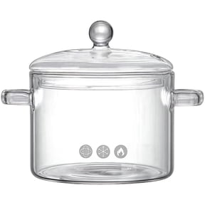 Glass Stew Pot, Double Handle Design with Lid, Electric Heating Wine Warmer, Multifunctional for Brewing Tea, Milk, Coffee, Suitable for Microwave & Open Fire