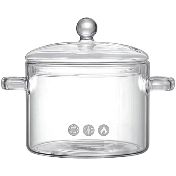 Glass Stew Pot, Double Handle Design with Lid, Electric Heating Wine Warmer, Multifunctional for Brewing Tea, Milk, Coffee, Suitable for Microwave & Open Fire