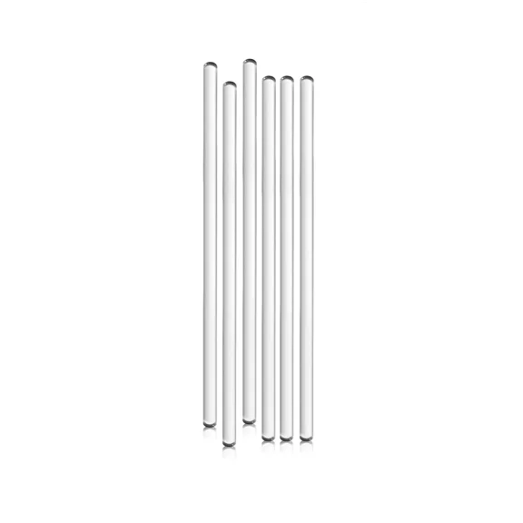 Glass Stirring Rods - 6" Long, Rounded Ends, Laboratory or Home Use, Borosilicate Mixing Sticks - 6 Pack