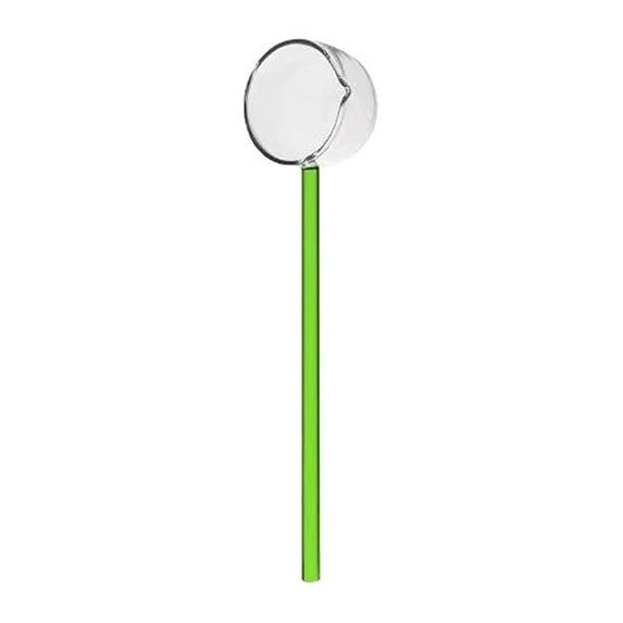 Glass Stirring Spoon , Tyeign Bearheat Glass Clear Round Long Handle Soup for Serving Novelty Transparent Glass Stirring Coffee Spoon Cute Borosilicate Glass Mixing Utensil for Bars Banquets Red