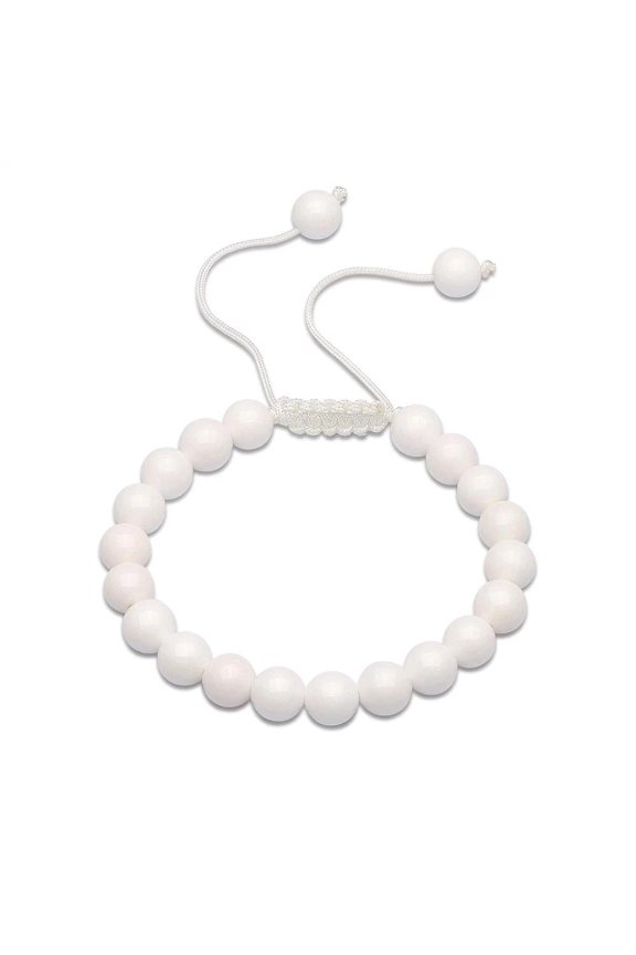 Glass Stone Beads Bracelet Adjustable Size 7mm Lace Up Clasp L532