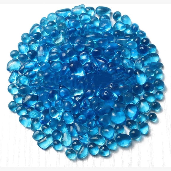 Glass Stones, Irregular Sea Glass Pebbles Artificial Crystal Gemstones for Aquarium Turtle Tank Vase Filler Terrarium Flowerpot Decoration, Lake Blue