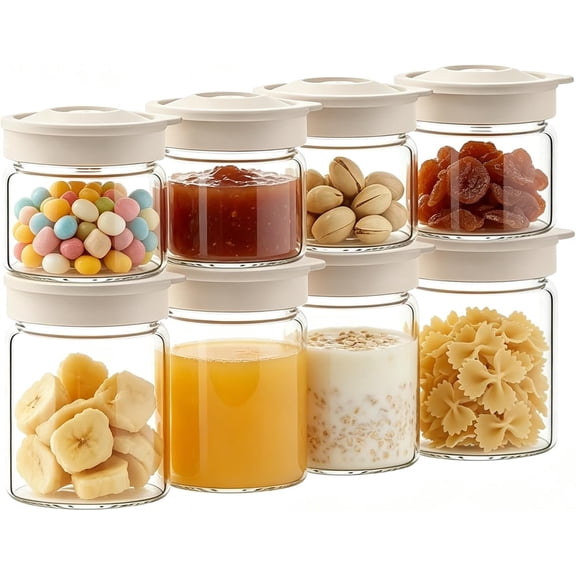 Glass  Storage Containers 6 Pack, 2 & 4 Oz  Jars with Vented   Leak Proof   Small Glass Jars for Meal Prep, Soup, Stew, Oatmeal