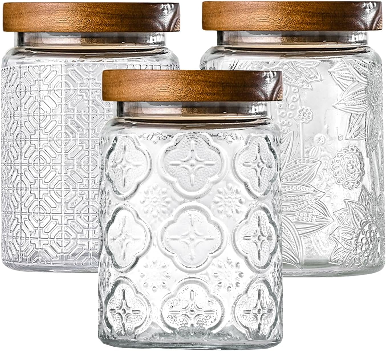 Glass Storage Containers With Lids, Glass Jars With Lids, 24oz, Set Of ...