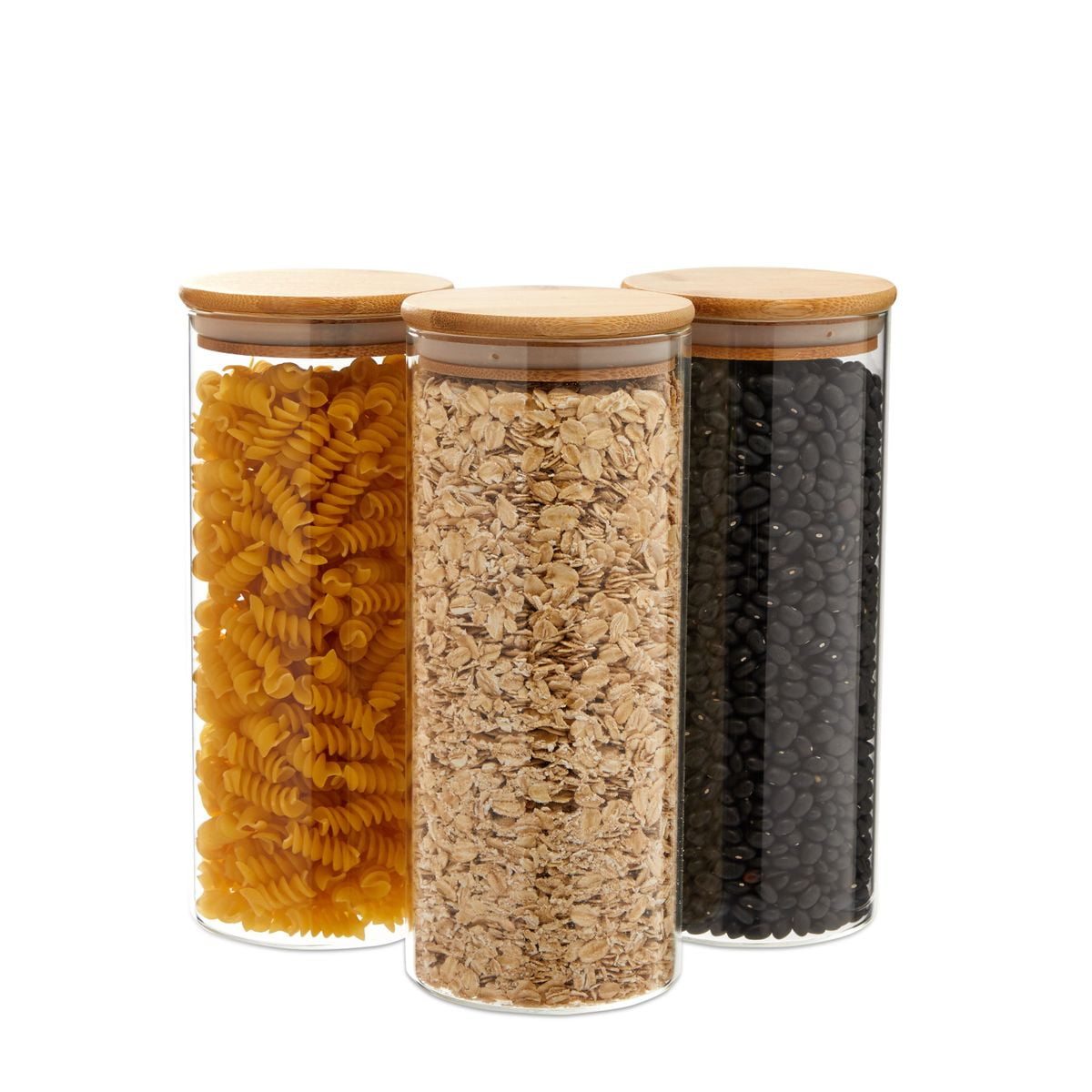 Juvale 5 Pack Glass Canisters with Airtight Bamboo Lids for Pantry Storage (4 x 4.13 in)