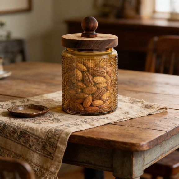 Glass Storage Jar - Colored Container for Household Kitchen Snacks and Tea Storage, Transparent Borosilicate, 3.7 x 6.9 in, (Yellow), Ccwuwei