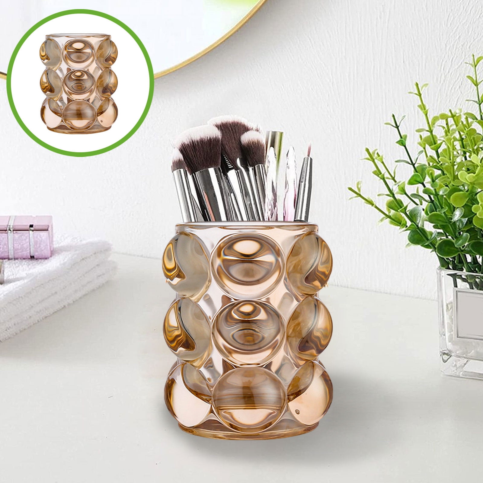Glass Storage Jar, Pencil Holder, Makeup Brush Organizer, Clear Glass ...