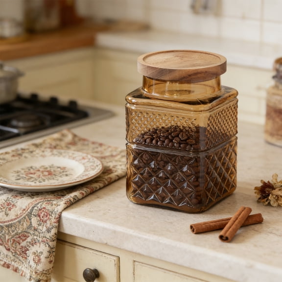 Glass Storage Jar, Sealed Airtight Food Grade, Kitchen Pantry Storage, Storage for Dry Goods and Snacks Yellow