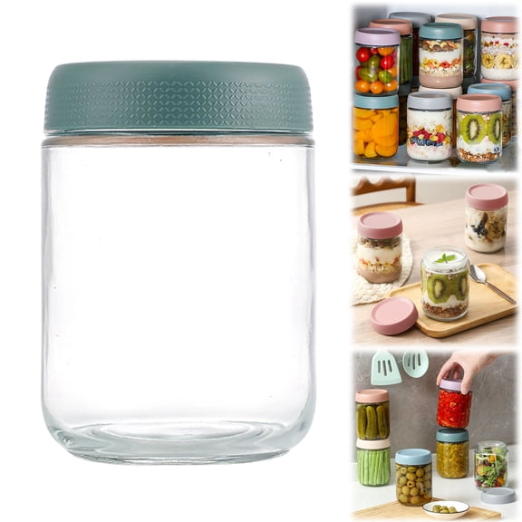 Glass Storage Jar TASTAN 16 Oz Airtight Glass Storage Jars with Lids - Wide Mouth Mason Containers for Oats, Snacks & Yogurt, Bpa-Free & Microwave-Safe for Pantry Organization, Airtight Container
