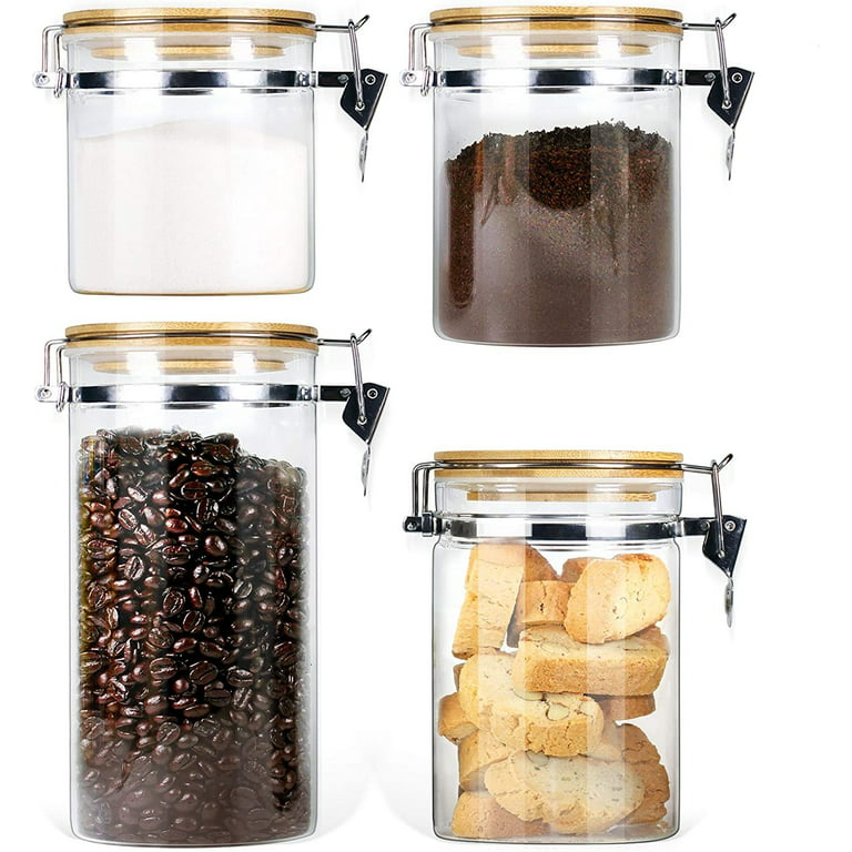 Glass Storage Jars with Airtight Locking Clamp Lids, Airtight Glass  Canisters with Locking Lids, Glass Storage Containers with Bamboo Lid, Food Storage  Containers, Glass Canister Sets, Set of 4 