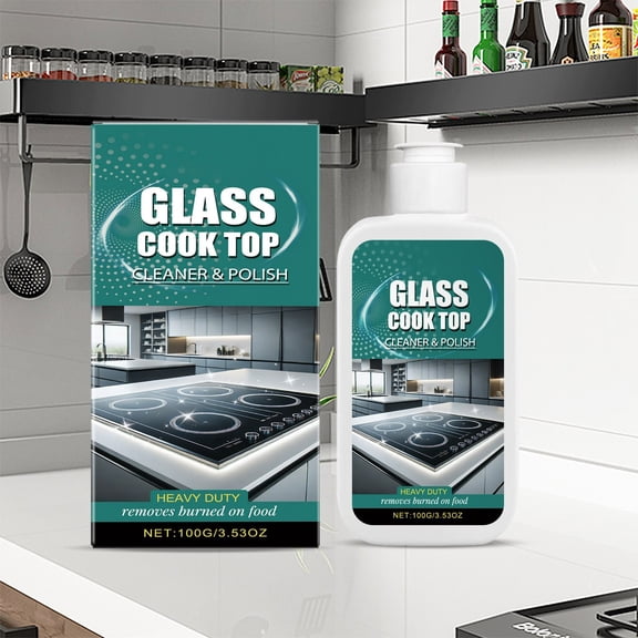 Glass Stove Cleaner & Polish, 100ml Ceramic & Induction Cooktop Cleaner, Stain Remover for Grease, Burn Marks, Restores Shine, Safe for Stovetops